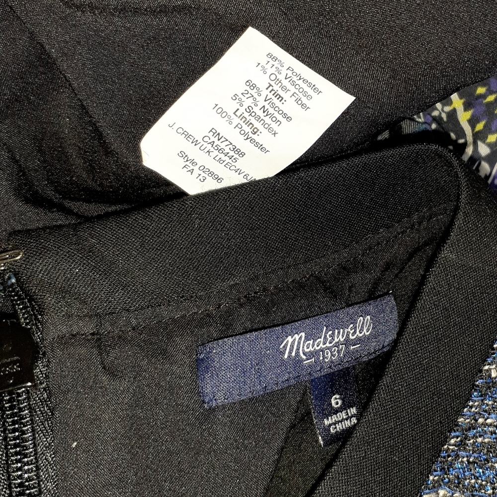 MADEWELL Shimmerweave Blue & Black Colorblock Short Sleeve Sheath Minidress - Picture 4 of 6
